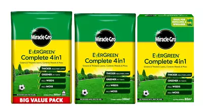 MiracleGro Evergreen Complete 4 In 1 80m2 200m2 360m2 Lawn Feed Weed Moss Killer • £23.45