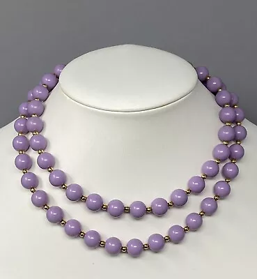 £14.76 • Buy VTG Monet Lavendar Beaded Necklace Gold Tone Spacers 9.7mm Purple Acrylic 31 