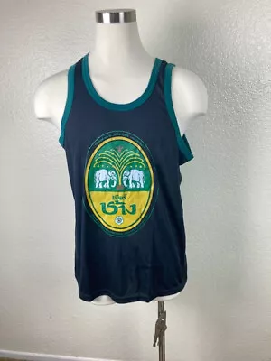 Chang Beer Tank Top Thailand Black Green & Yellow Size XL • $29.99