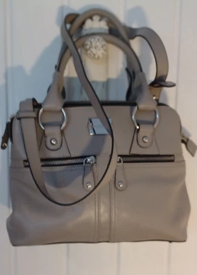 £42 • Buy Modalu Pippa Grey Handbag Leather Shoulder Grab Bag Detachable Shoulder Strap.
