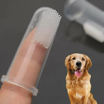 2* Effective Pet Baby Silicone Finger Toothbrush Dog Oral Hygiene Cleaning Brush • £2.38