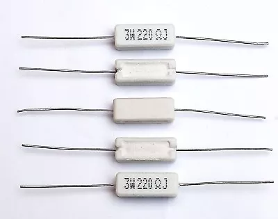 Wire Wound Cement Resistor Ceramic 3W Horizontal 0.1ohm - 22K Ohm. 5 Pack • £2.99