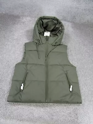 Zara Vest Womens Xs Green Puffer Hooded Outdoor NEW • $29.99