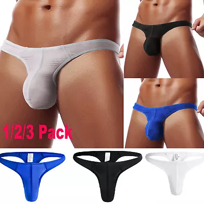 $6.99 • Buy Men's G-String Pouch Briefs T-Back Panties Underwear Bikini Sexy Thong Lingerie