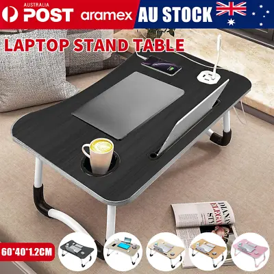 Laptop Stand Table Foldable Desk Computer Study Bed Adjustable Portable Cup Slot • $16.99