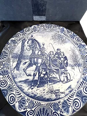 Chemkefa Delft Blauw & White Plate Made In Holland 11.5 ” Horse & Sleigh Signed • $25.99