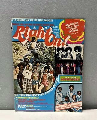 Right On Magazine July 1975 Soul Train Jackson 5 Blue Magic Michael Jackson • $89.99