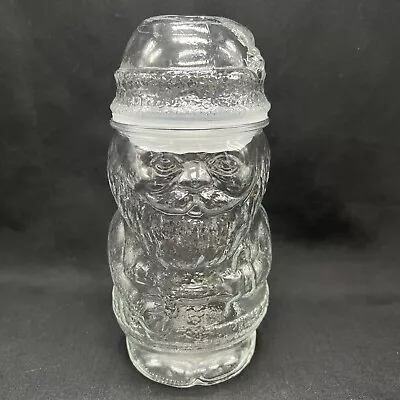 VTG Clear Glass Santa Claus Container Candy Nut Canister Apothecary Jar Canada • $19.99
