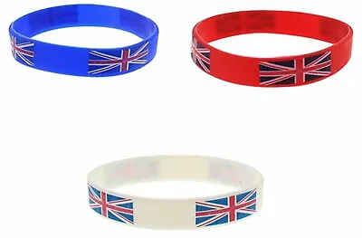 £3.49 • Buy Union Jack British Red White VE Rememberance Silicone Rubber Bracelet Wristband