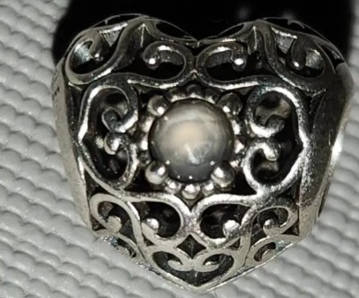 £17.50 • Buy Genuine Pandora June Signature Heart Birthstone Charm Used 