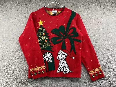 Vintage Basic Editions Christmas Knit Dog Acrylic Sweater In Women’s Size 14/16 • $21.99