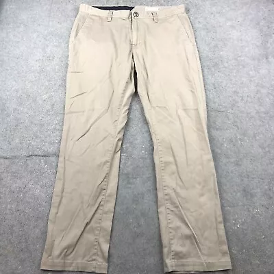 Volcom Pants Men 36 Beige Solid Straight Casual Outdoors Flat Front Chino 36x32* • $18.98