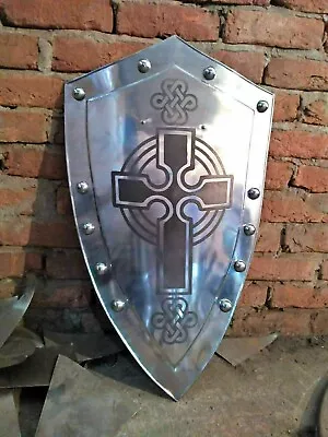 Steel Shield Medieval Knight Templar Shield Crusader Metal Heater Shield • $79.99