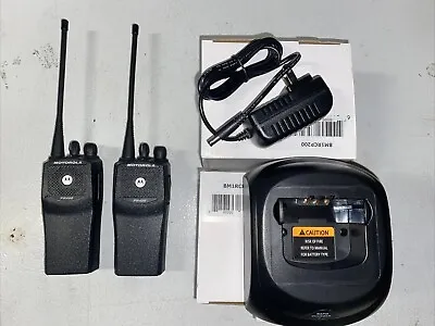 2 Motorola PR400 UHF 16 Channel Two-Way Radios AAH65RDC9AA2AN Chargers Batteries • $250