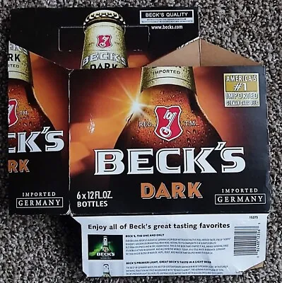 Vintage Beck's Dark Cardboard 6 Pack Bottle Holder Carrier Caddy Lager Beer . • $14.85