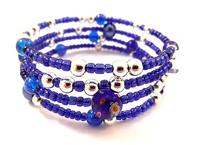 Memory Wire Bracelet Jewellery Making Kit Blue With Instructions K0012L • £5.19