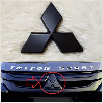 Mitsubishi Logo Cover Front Grille Triton Year 2019-2022 Matt Black Color 1 Pie • $25.67