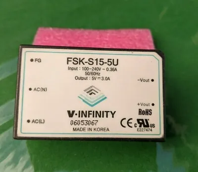 $27.50 • Buy V-Infinity FSK-S15-5U Voltage Converter Module 100-240v AC To 5 Volts, 3 Amps