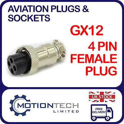 4 Pin GX12 Aviation Plugs & Chassis Sockets Metal Panel Cable Connector • £2.95