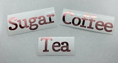ROSE GOLD CHROME Tea Coffee Sugar Vinyl Stickers Labels Jars Kitchen Pantry #02 • £2.39