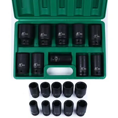 10pcs 3/4  Deep Impact Socket Set Drive 22-41mm 6 Point Metric Sockets With Case • $59.89