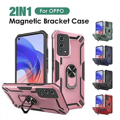 $9.69 • Buy Heavy Duty Shockproof Magnet TPU+PC Case For OPPO A54 A77 RENO 9 8 7 Ring Cover