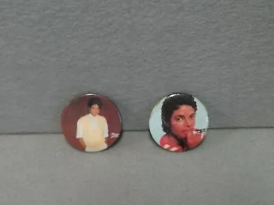 MICHAEL JACKSON 1980S PINBACK 2  BUTTONS Preppy Yellow Vest  Red Stripe Pullover • $4.89