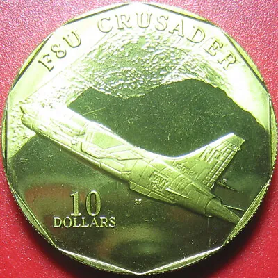 1995 Marshall Islands $10 Proof-lk Crusader Supersonic Jet Us Navy Marine Corps • $59.01
