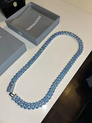 Cernucci Blue 14mm Iced Cuban Prong Link Chain • £60