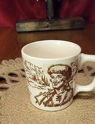 Vintage Davy Crockett Coffee Mug Tea Cup Illustrated Ceramic Brown Oxford China  • $15.99