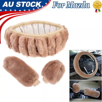 Faux Car Steering Wheel Cover Sheepskin Fur Wool For Mazda Warm 3pcs For Woman • $9.89