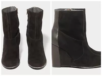 Gstar Raw Sz 39 Or 8 Gable Fulton Black Suede Leather Wedge Ankle Boots  • $63.58