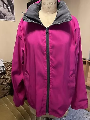 Mycra Pac Life Reversible Women's Raincoat Fuchsia Gray Hooded Jacket Sz 1 S/M • $89.99