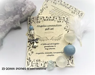 £7.50 • Buy  Angel Connection Crystals Gemstones Spiritual Chakra Gift Set Charm Keyring 