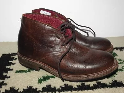 VINTAGE SHOE COMPANY Chuka Ankle Boots Brown Leather Lace Up Size 7 1/2 Read • $32.99