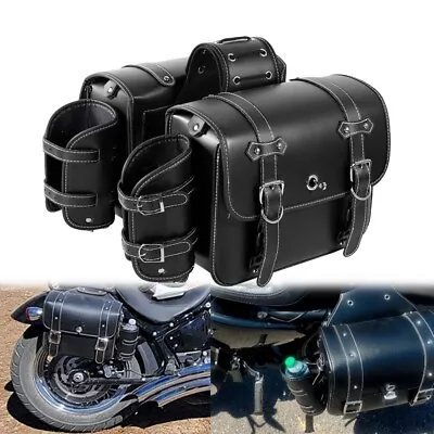 PU Leather Saddlebag Saddle Bag For Yamaha V Star XVS 650 950 1100 1300 Custom • $109.99