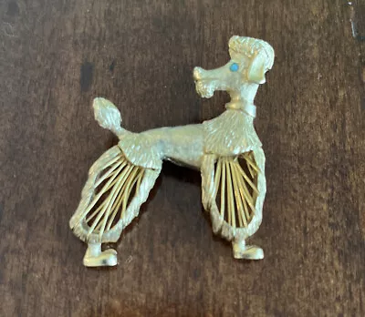 Poodle Dog Brooch Vintage 1960/70's Highly Detailed Gold Tone Pin • $12.99