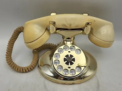 Vintage Western Bell Electric D1 202 Rotary Gold Desk Phone Oval W/ F1 Handset • $98.41