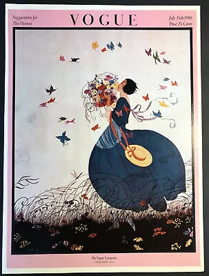 Vogue Vintage Fashion Magazine Cover Poster Of The July 15 1916 Lady Butterfly • $49.99