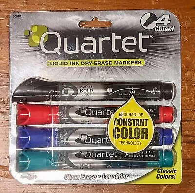 Set 4 Dry Erase Markers Quartet Endura Glide Chisel Tip Assorted Colors 5001M • $9.86