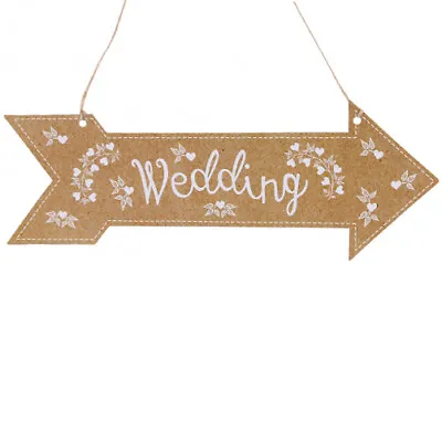 £3.90 • Buy 3 WEDDING ARROW HANGING Paper Card Party Venue Two Sided Direction Hanger Sign