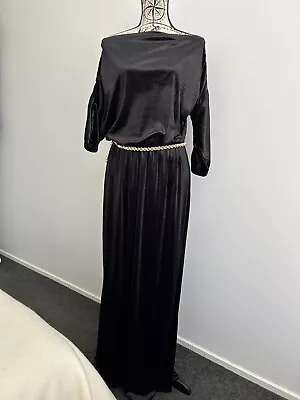 Natasha Gan Maxi Velvet Dress Sz 18 With Belt • $65