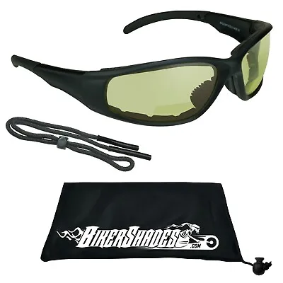 Yellow Bifocal Motorcycle Glasses Z87 Goggle Night Vision Foam Cushion Readers • $19.99