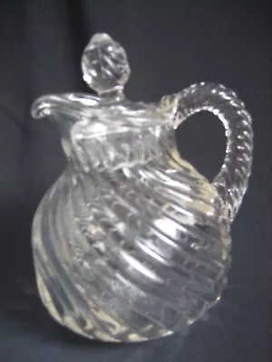 Vintage Clear Swirl Glass Vinegar/Oil 5  Cruet With Glass Stopper And Handle • $7.99