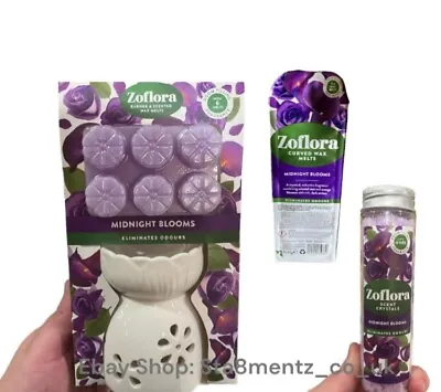 Zoflora Scented Candle Wax Melts With Burner & Crystals - Midnight Blooms BUNDLE • £20