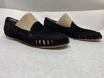 Matt Bernson Perforated Leather Black Suede Flats Women’s Size 5~NICE • $4.75