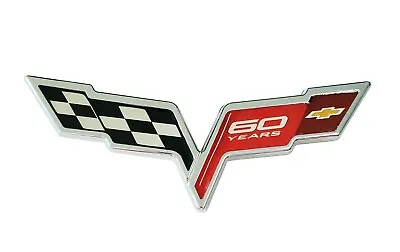 2005-13 C6 Corvette 60th Anniversary Emblem Black & Red & Chrome (No Clips) • $21.99