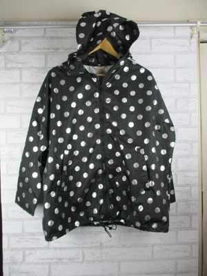 $69 • Buy Gorman Womens Raincoat Jacket Black Silver Dot Print S/M Winter 16 Hooded
