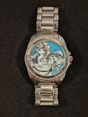 $37.99 • Buy Disney Aerial The Little Mermaid Blue Crystal Silver Tone Watch 