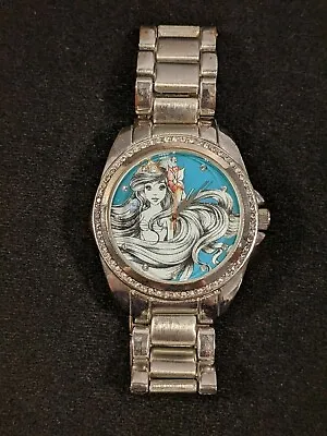 $31.49 • Buy Disney Aerial The Little Mermaid Blue Crystal Silver Tone Watch 